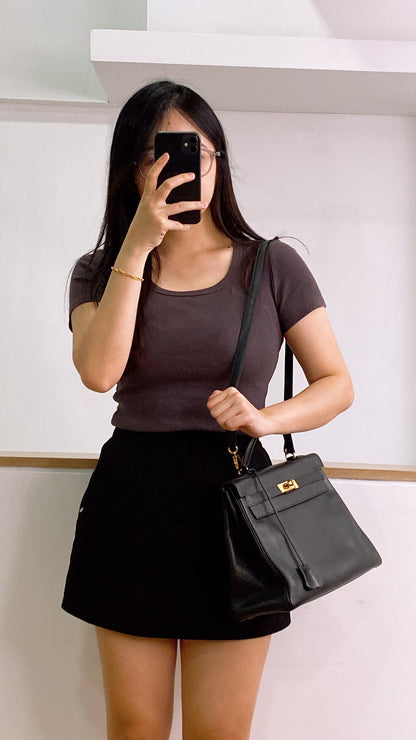 Hermes Black Ardennes Leather Kelly 32 (GHW)
