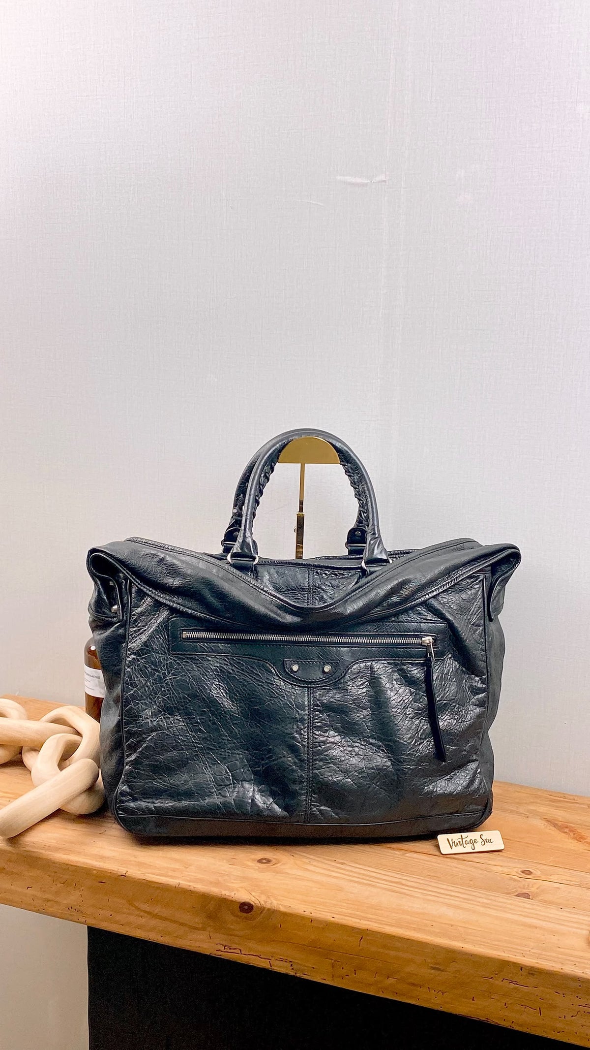 Balenciaga Black Agneau S Squash Boston City