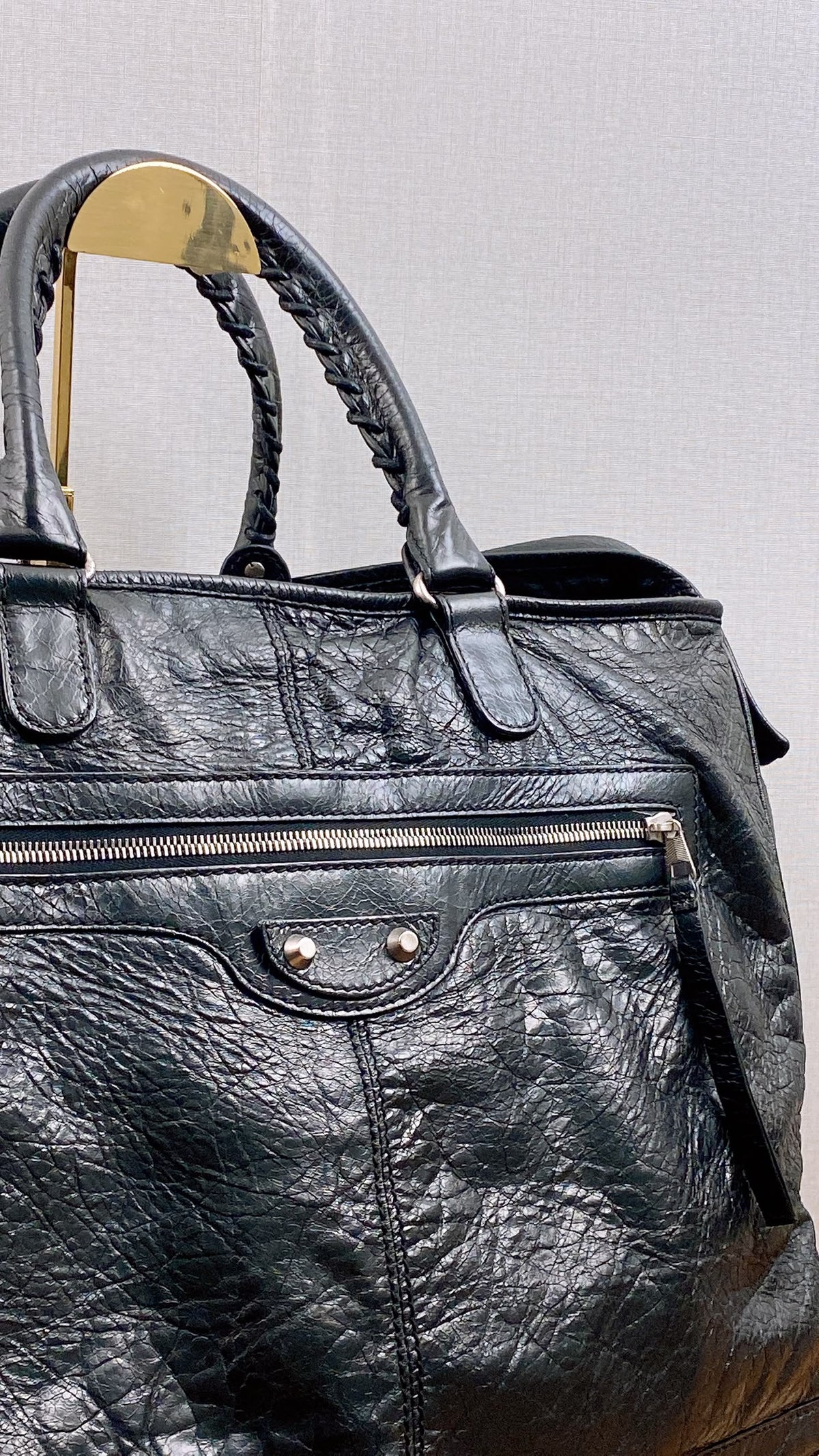 Balenciaga Black Agneau S Squash Boston City
