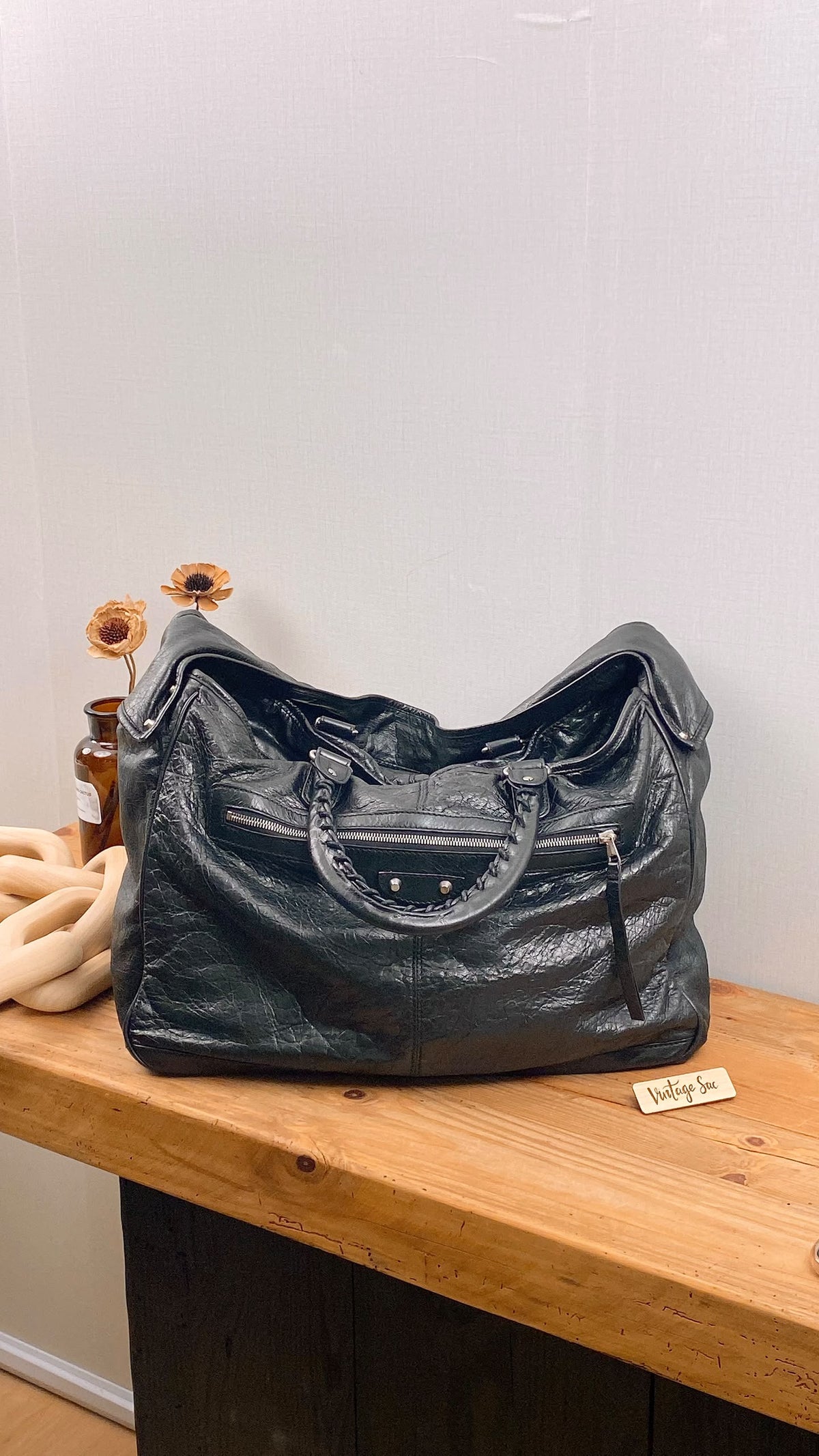 Balenciaga Black Agneau S Squash Boston City