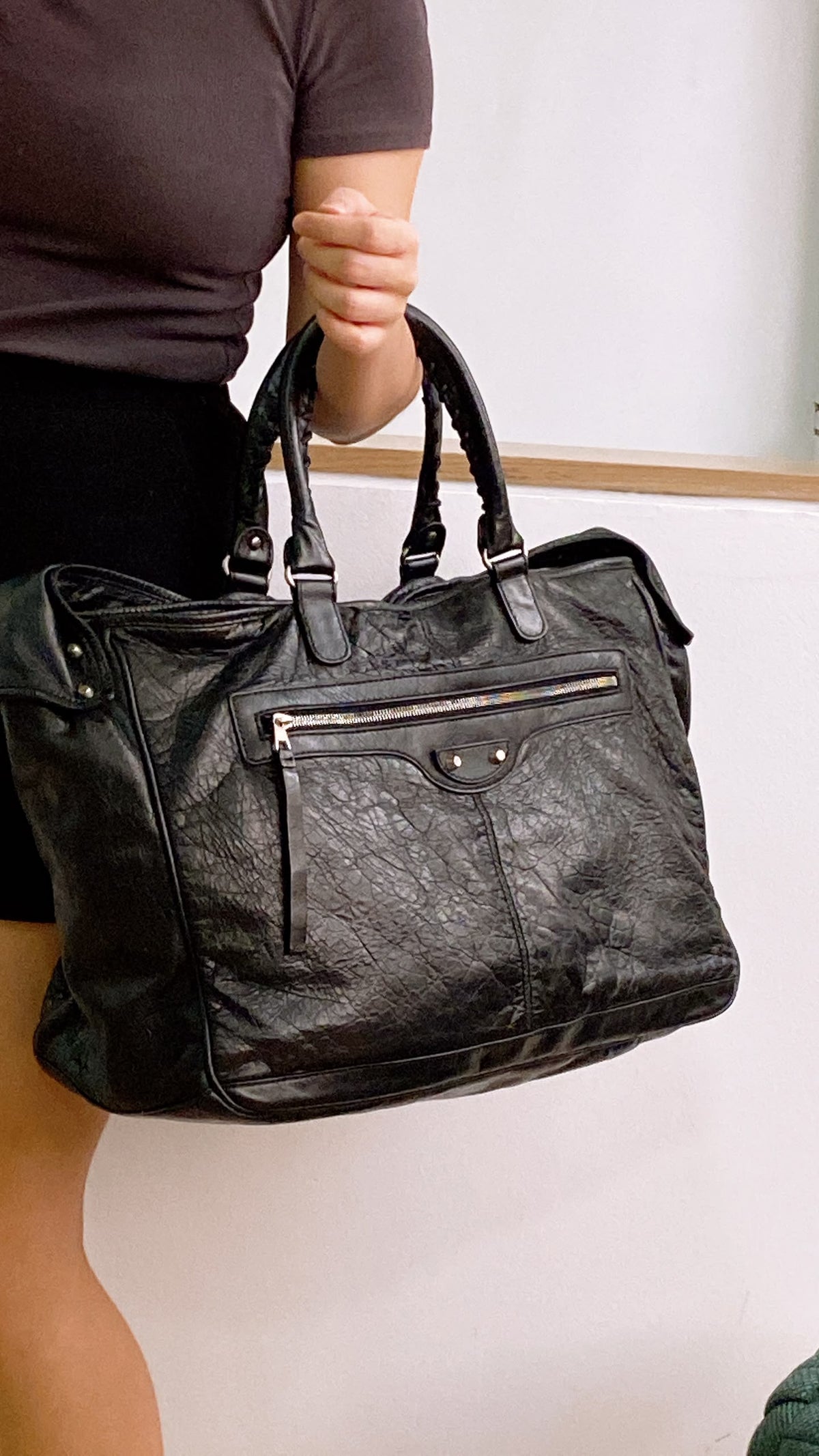 Balenciaga Black Agneau S Squash Boston City