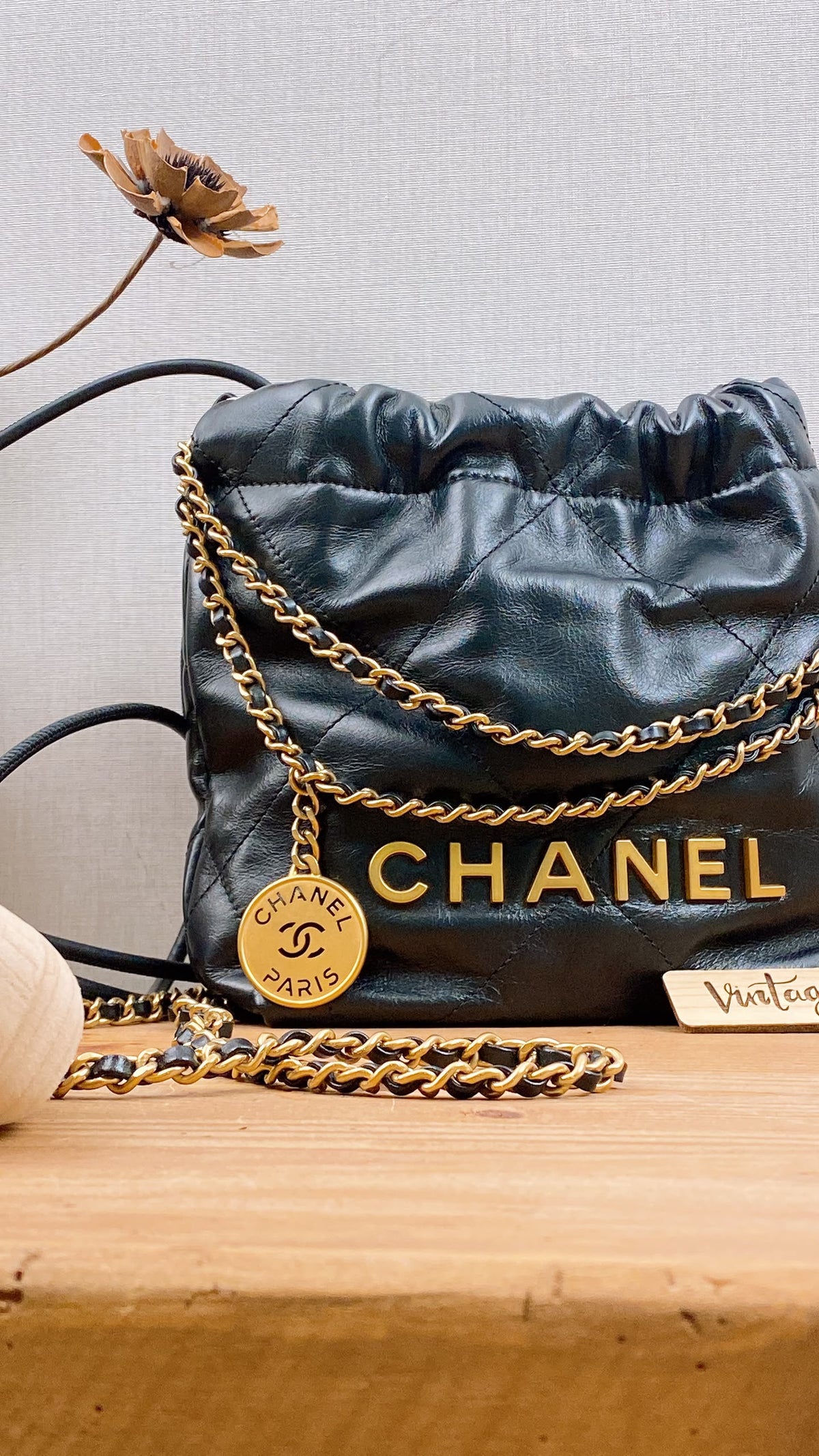 Chanel Black Calfskin Mini 22