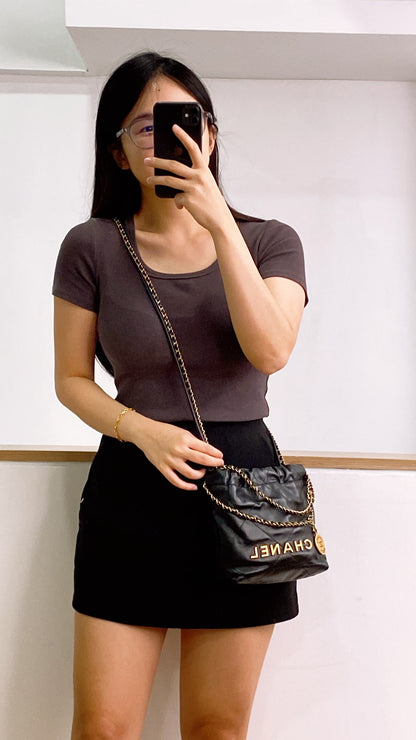 Chanel Black Calfskin Mini 22