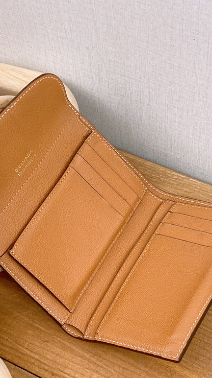 Delvaux Vegetal Brown Brilliant Compact Wallet