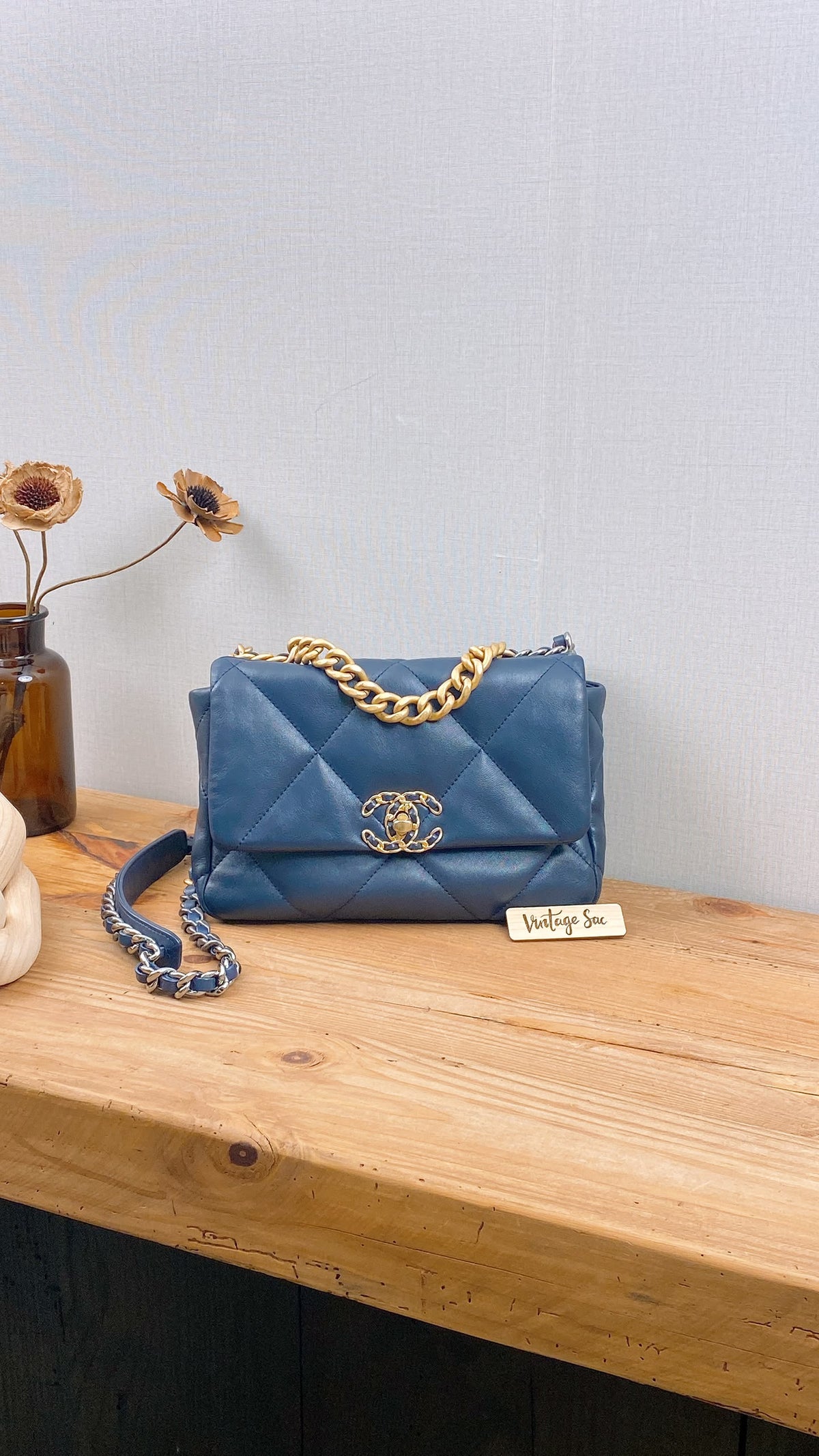 Chanel Navy Lambskin Small 19 Bag