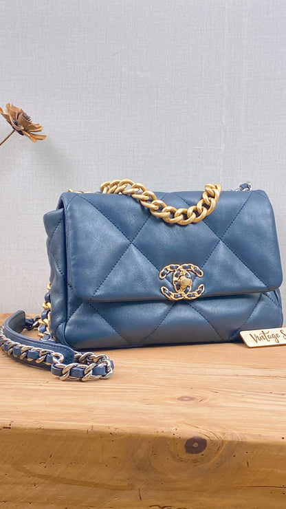 Chanel Navy Lambskin Small 19 Bag