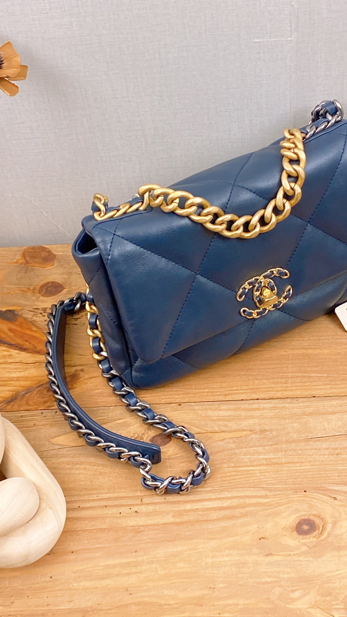 Chanel Navy Lambskin Small 19 Bag