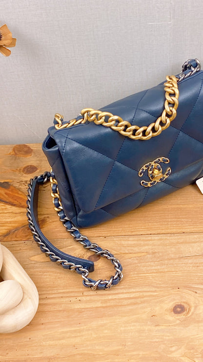 Chanel Navy Lambskin Small 19 Bag
