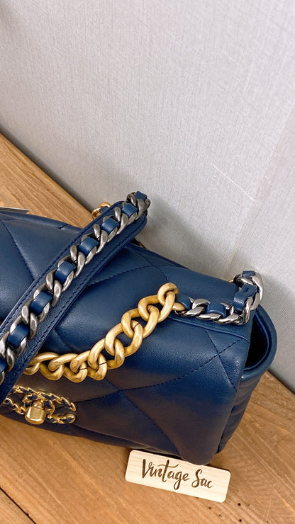 Chanel Navy Lambskin Small 19 Bag
