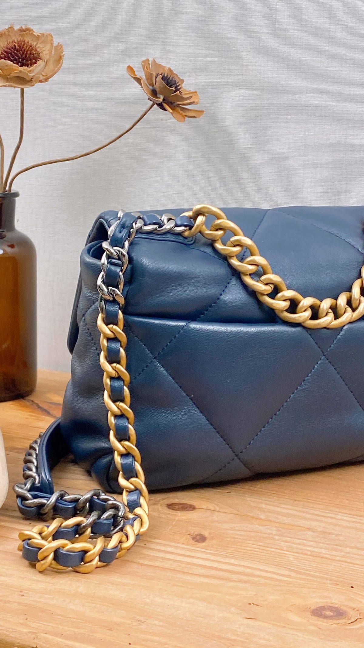 Chanel Navy Lambskin Small 19 Bag
