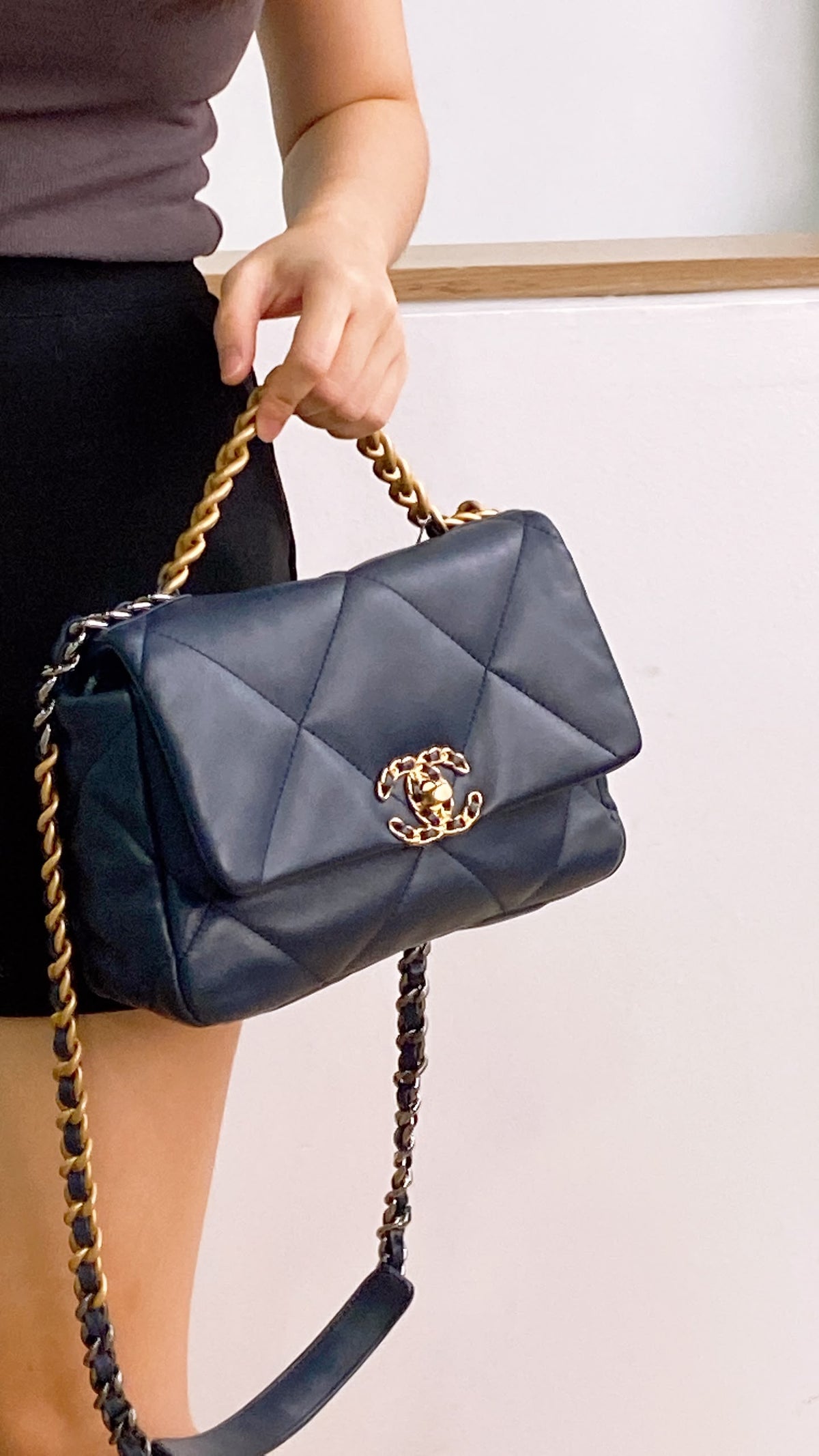 Chanel Navy Lambskin Small 19 Bag