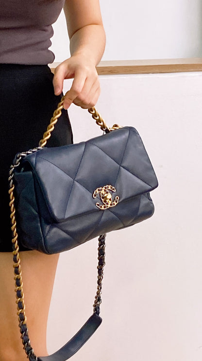 Chanel Navy Lambskin Small 19 Bag