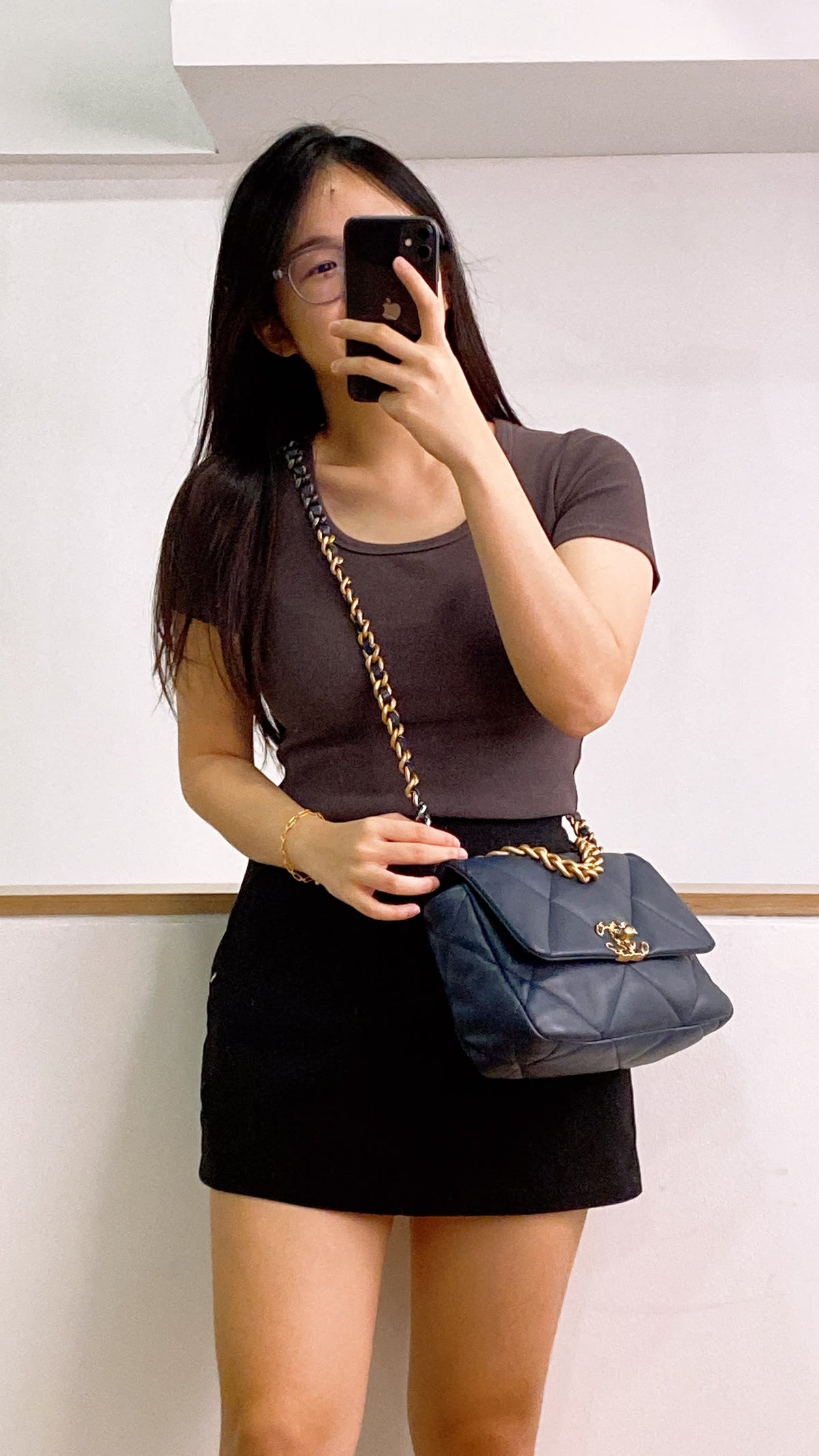 Chanel Navy Lambskin Small 19 Bag