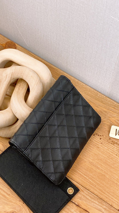 Chanel Black Lambskin Square Clutch