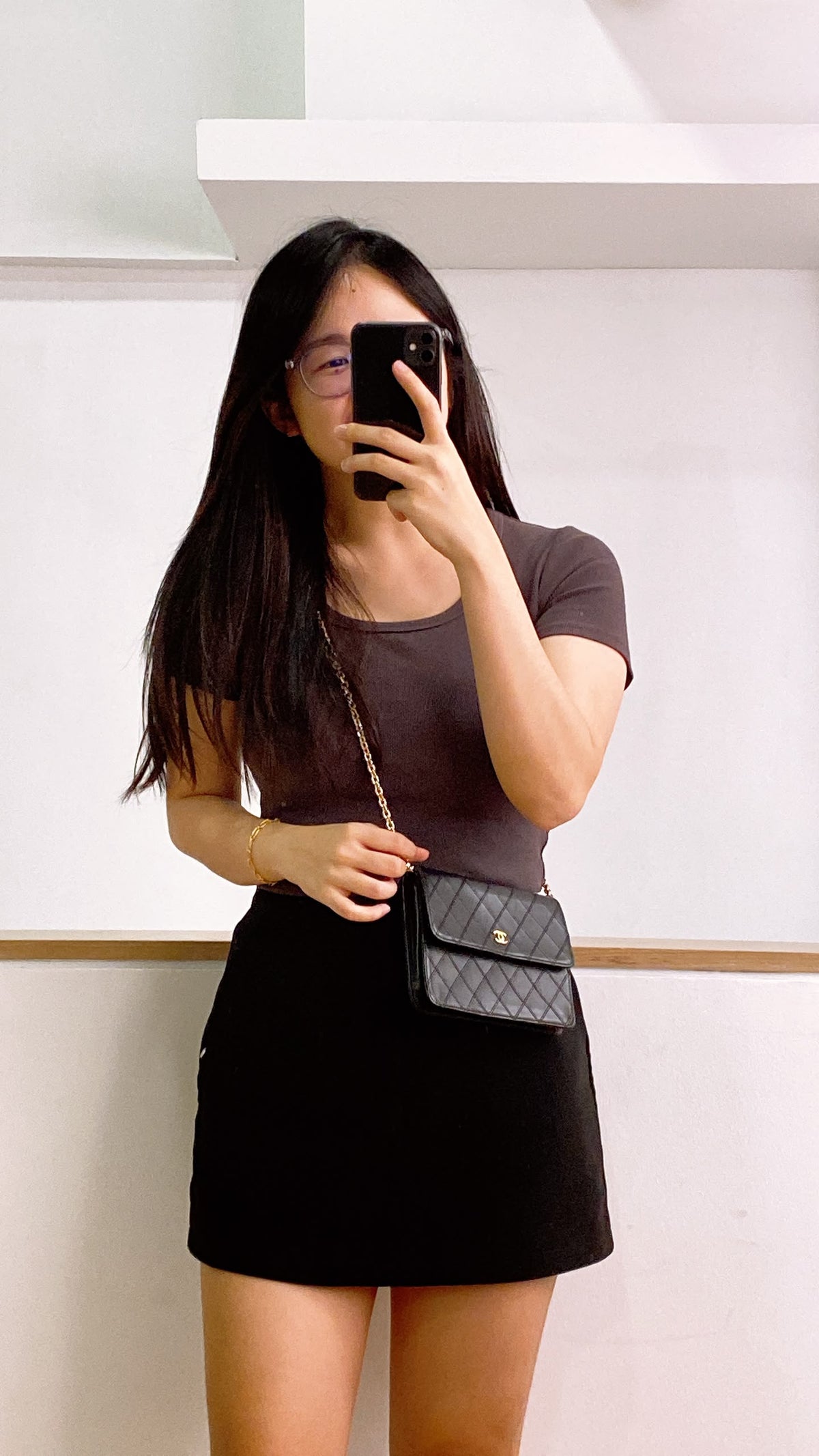 Chanel Black Lambskin Square Clutch