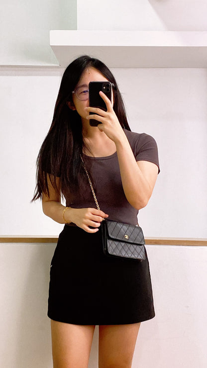Chanel Black Lambskin Square Clutch