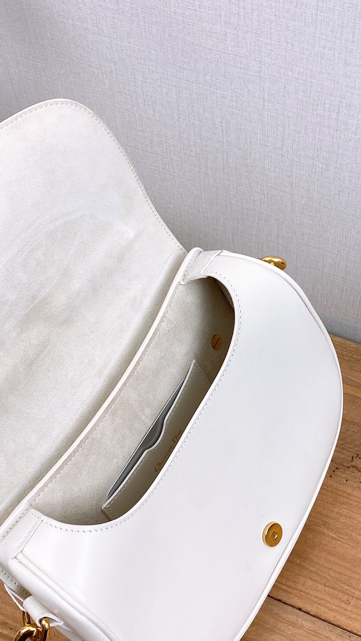 Dior White Calfskin Medium Bobby