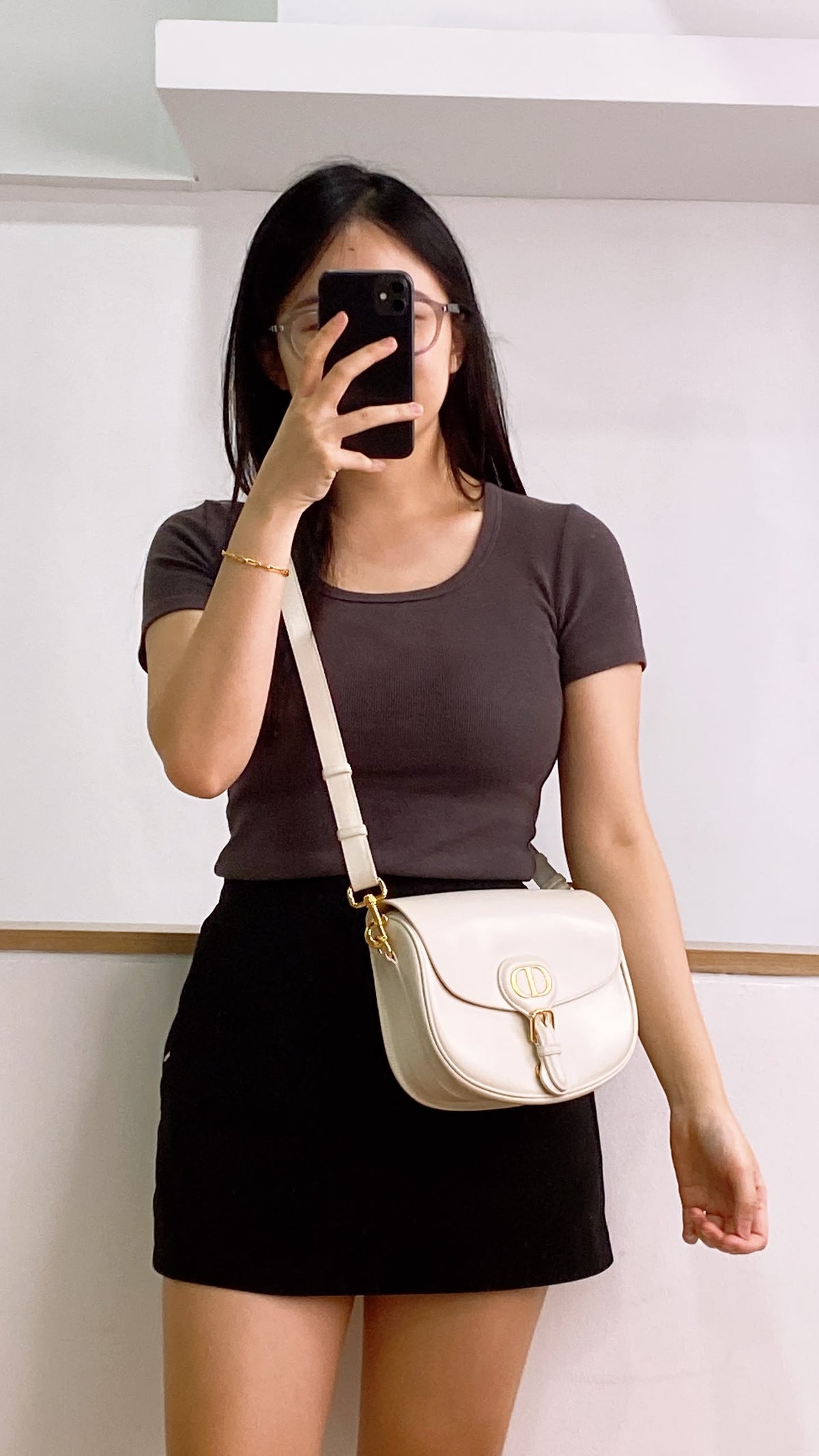 Dior White Calfskin Medium Bobby