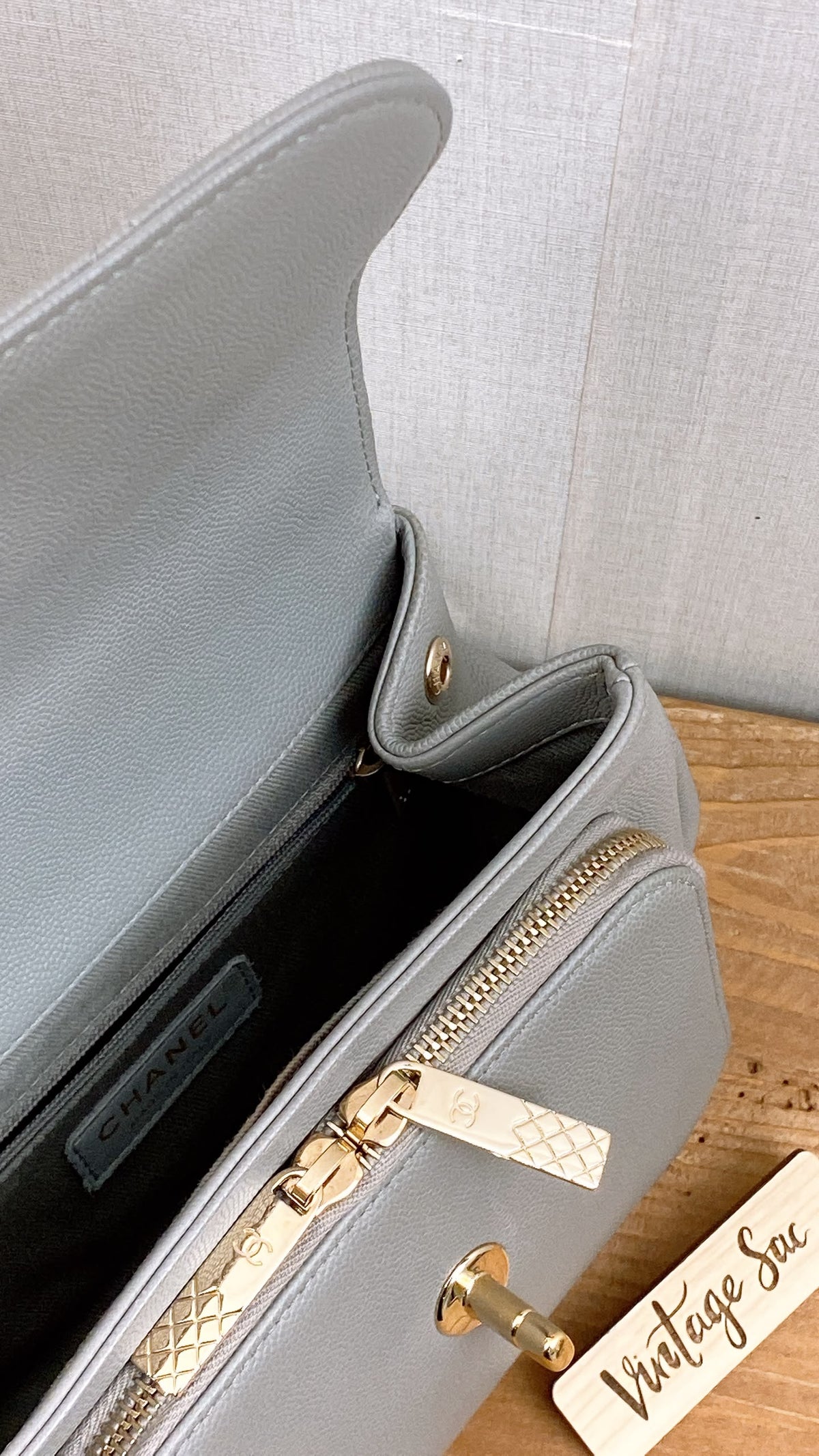 Chanel Grey Caviar Quilted Business Affiliate Flap