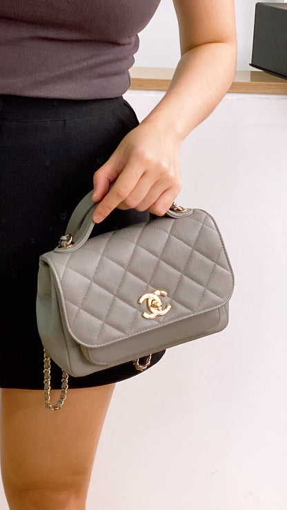 Chanel Grey Caviar Quilted Business Affiliate Flap