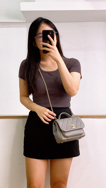 Chanel Grey Caviar Quilted Business Affiliate Flap