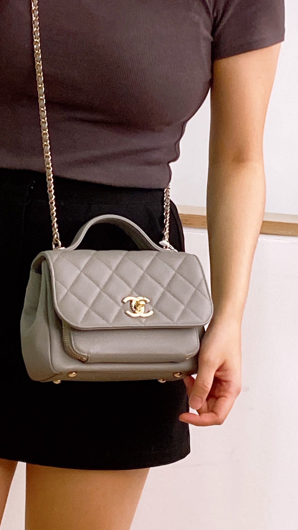 Chanel Grey Caviar Quilted Business Affiliate Flap