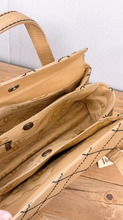 Chanel Beige Calfskin Wild Stitch Bowler Bag