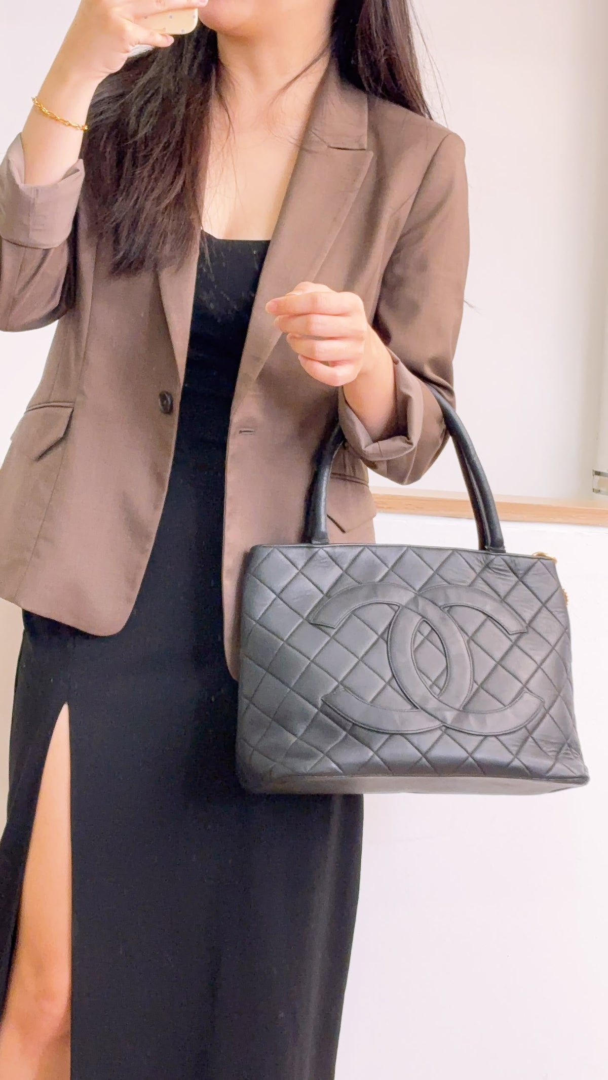 Chanel Black Lambskin Medallion Tote (GHW)