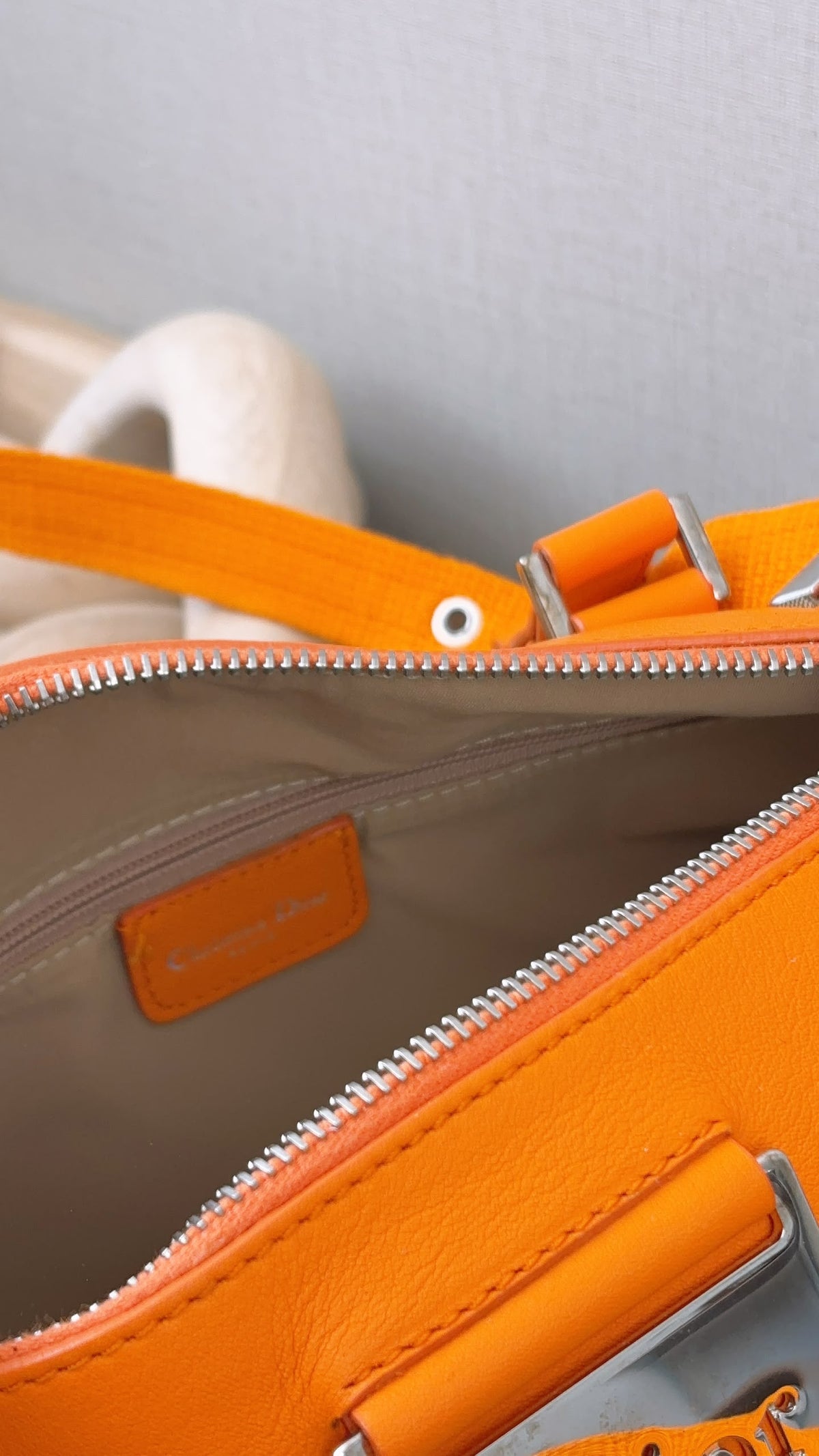 Dior Orange Diorissimo Bowling Bag