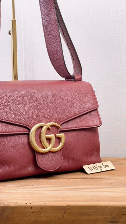 Gucci Rose Pink Pebbled Marmont Shoulder Bag (GHW)