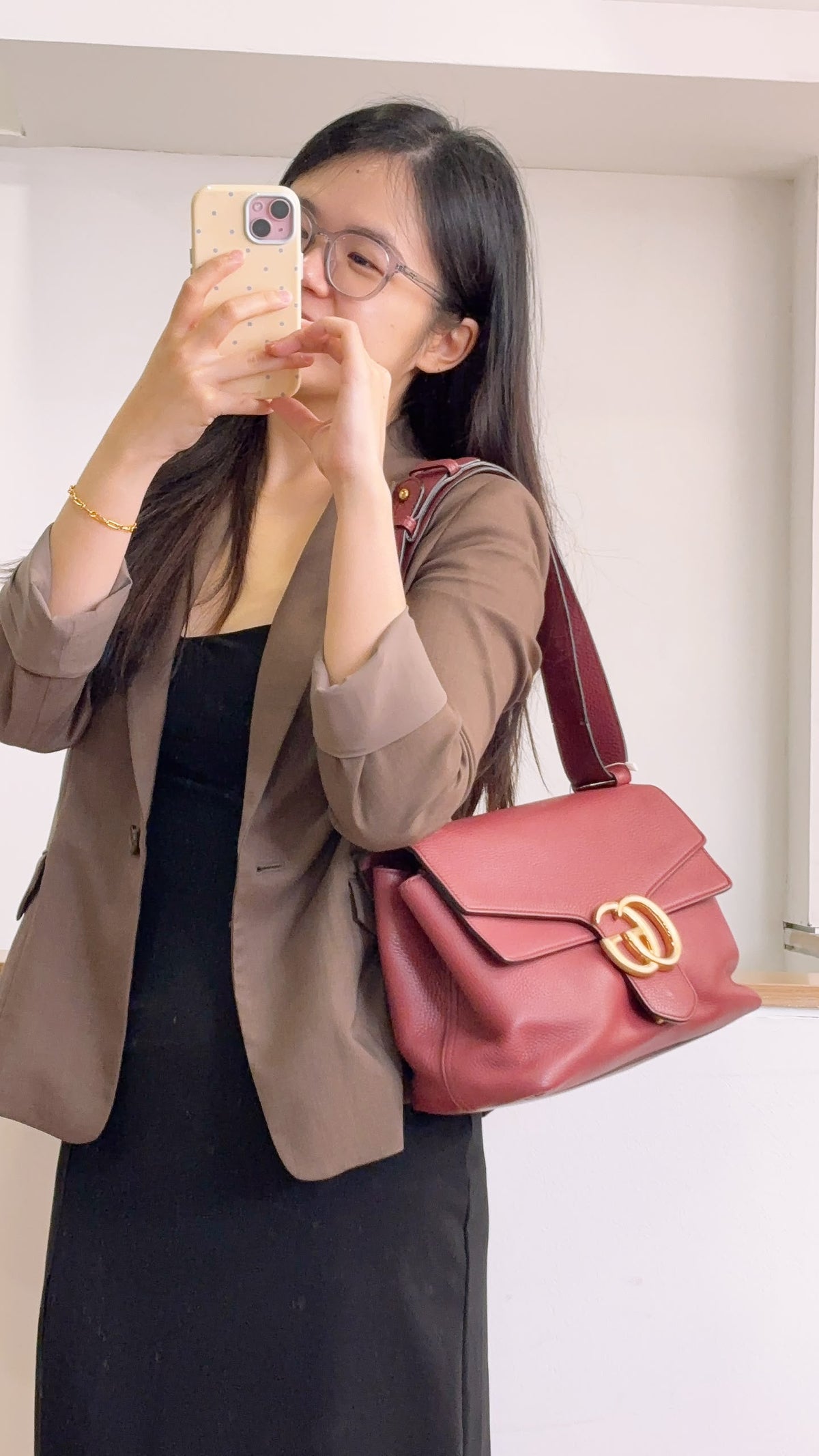Gucci Rose Pink Pebbled Marmont Shoulder Bag (GHW)
