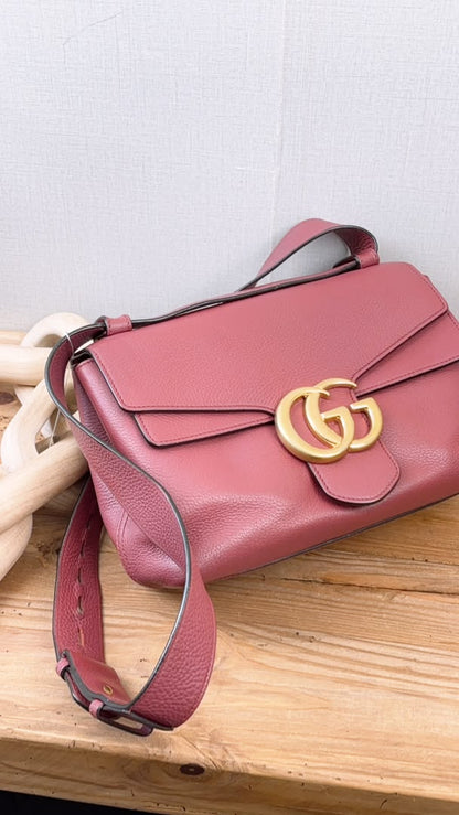Gucci Rose Pink Pebbled Marmont Shoulder Bag (GHW)