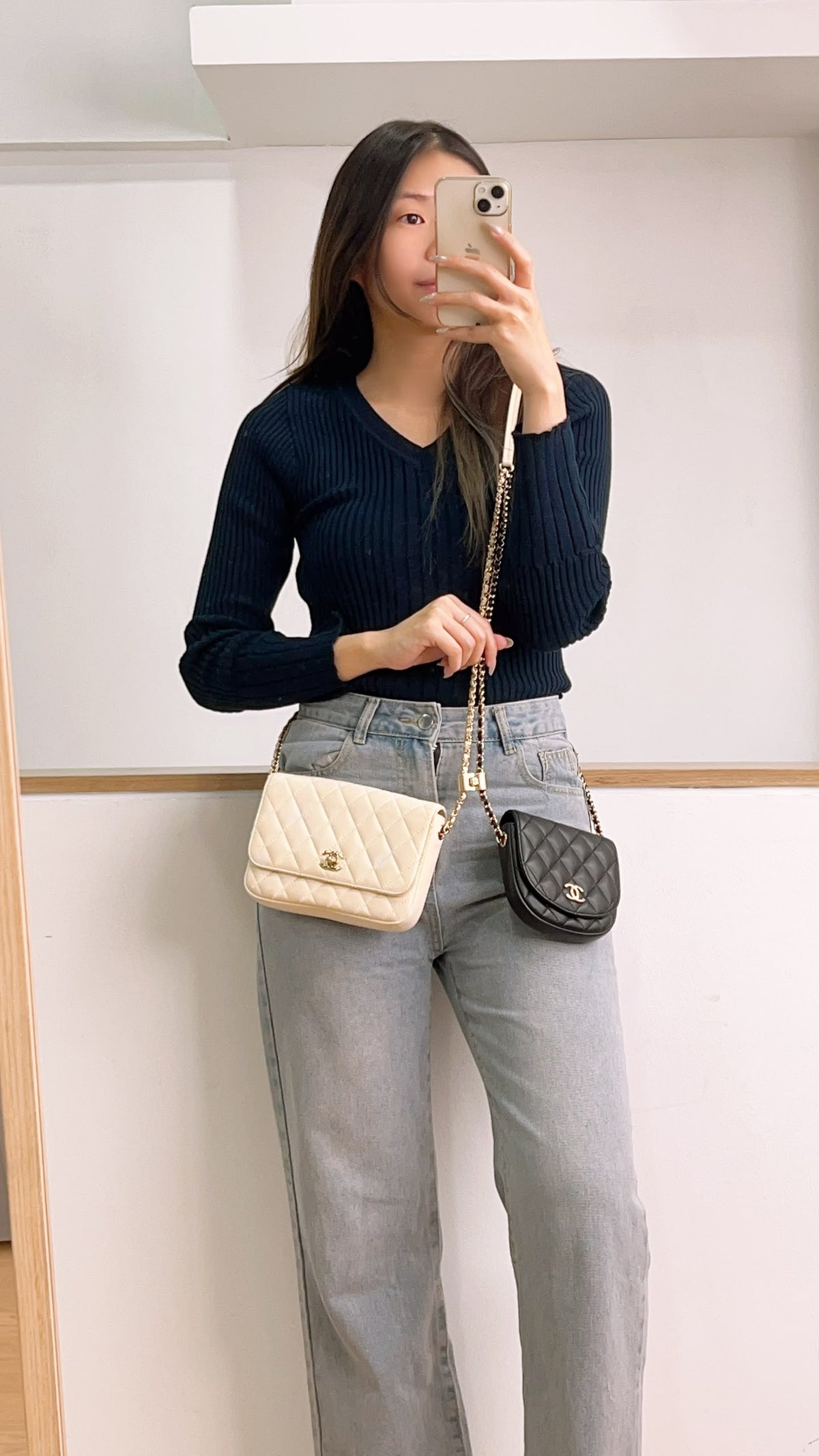 Chanel Black/White Double Side Pack Sling Bag