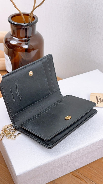 Chanel Black Lambskin Cannage Bloom Card Holder (LGHW)