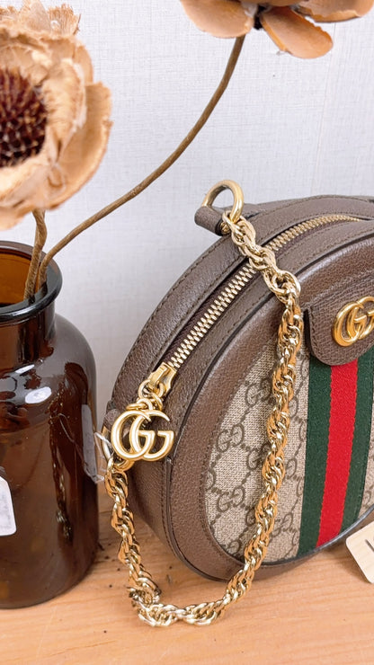 Gucci Ophidia GG Supreme Mini Round Chain Bag