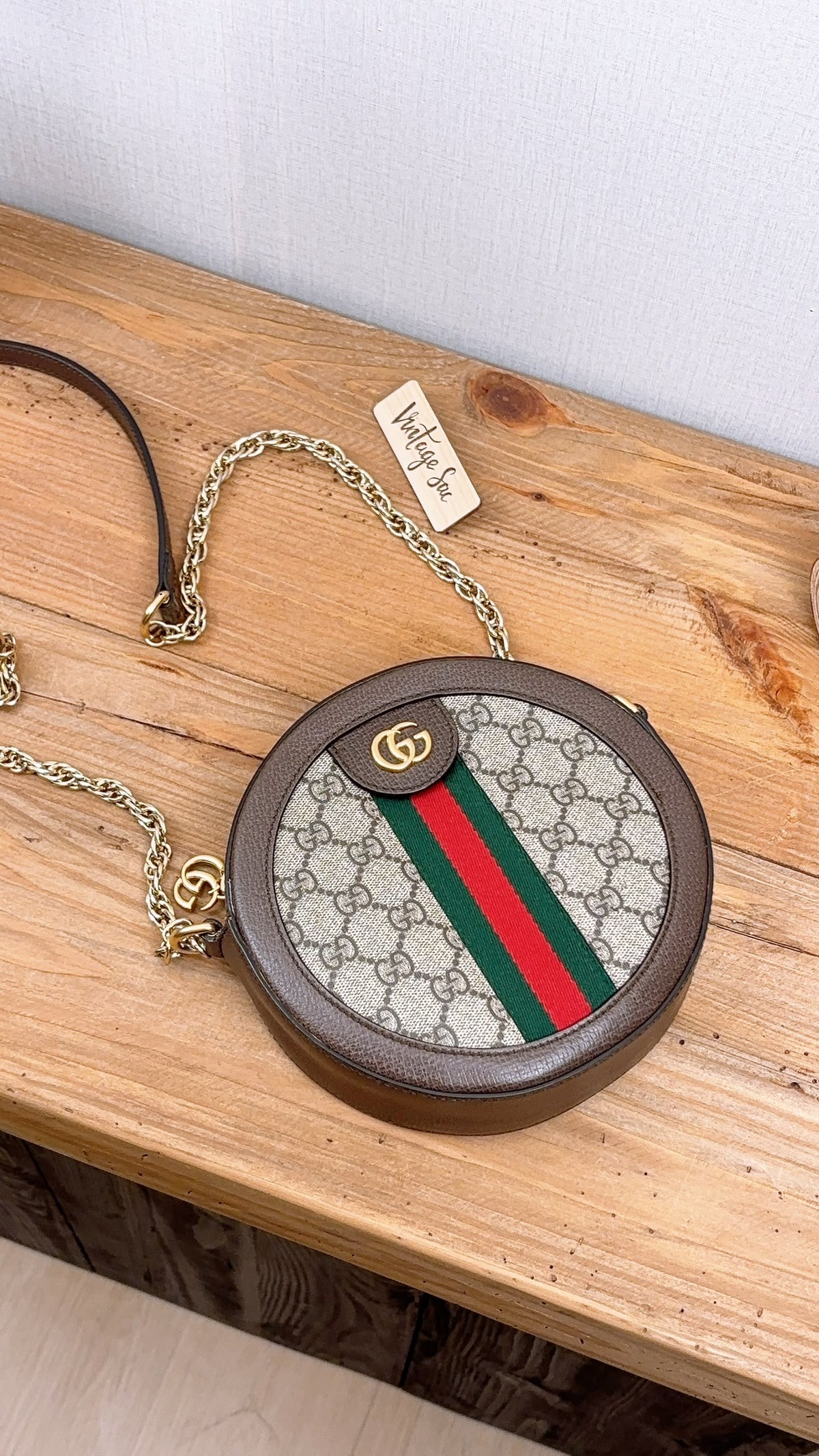 Gucci Ophidia GG Supreme Mini Round Chain Bag