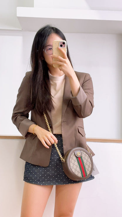 Gucci Ophidia GG Supreme Mini Round Chain Bag