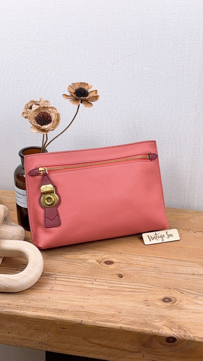 Burberry Pink Bicolor Leather Pendleton Clutch