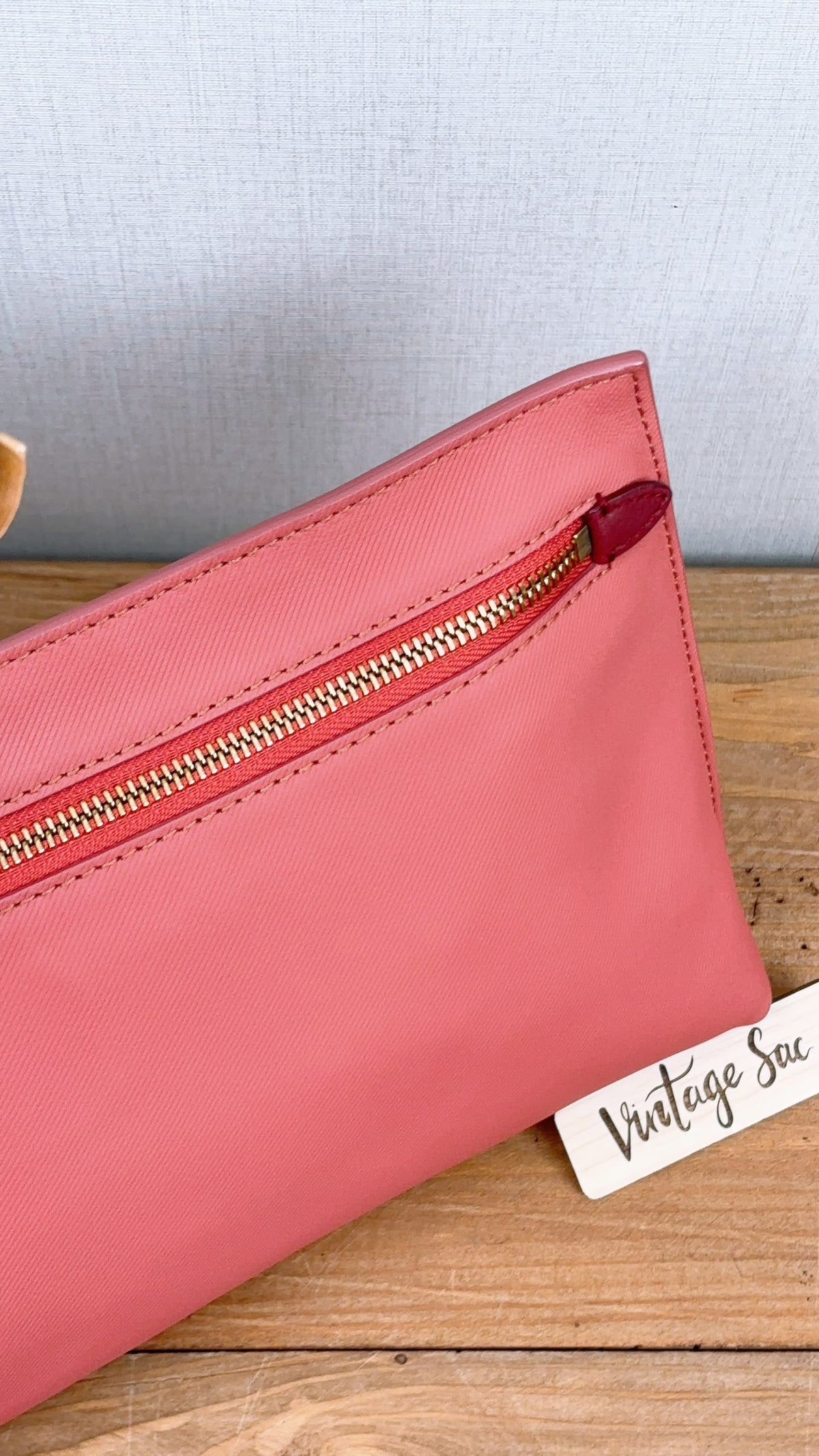 Burberry Pink Bicolor Leather Pendleton Clutch