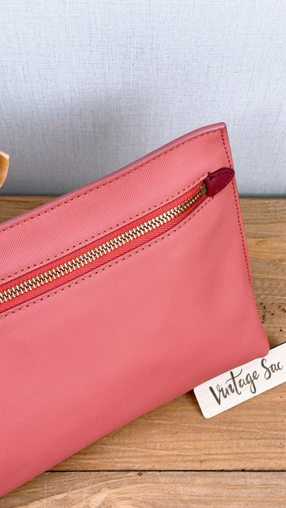 Burberry Pink Bicolor Leather Pendleton Clutch