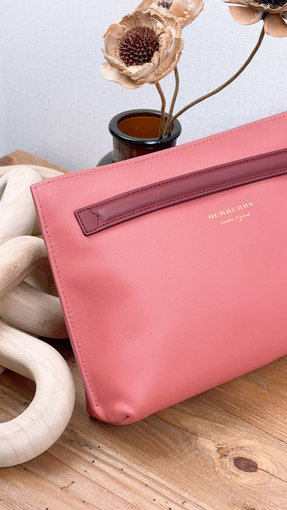 Burberry Pink Bicolor Leather Pendleton Clutch