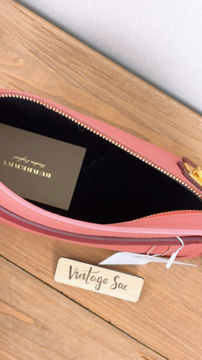 Burberry Pink Bicolor Leather Pendleton Clutch