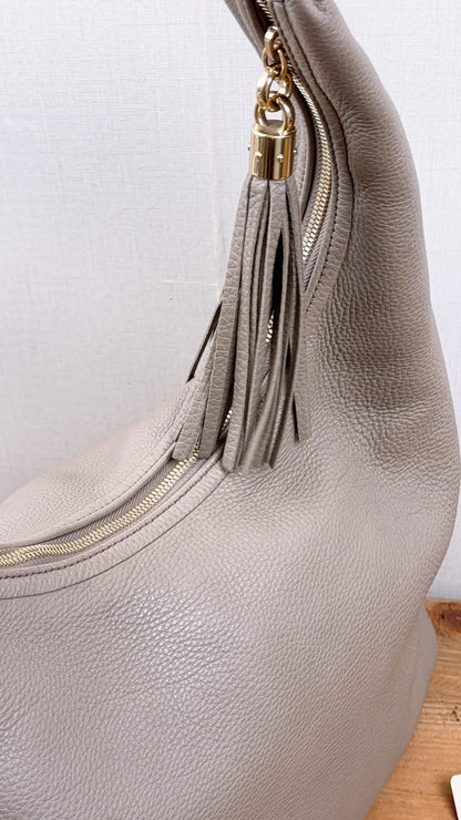 Gucci Taupe Calfskin Interlocking Soho Hobo Bag