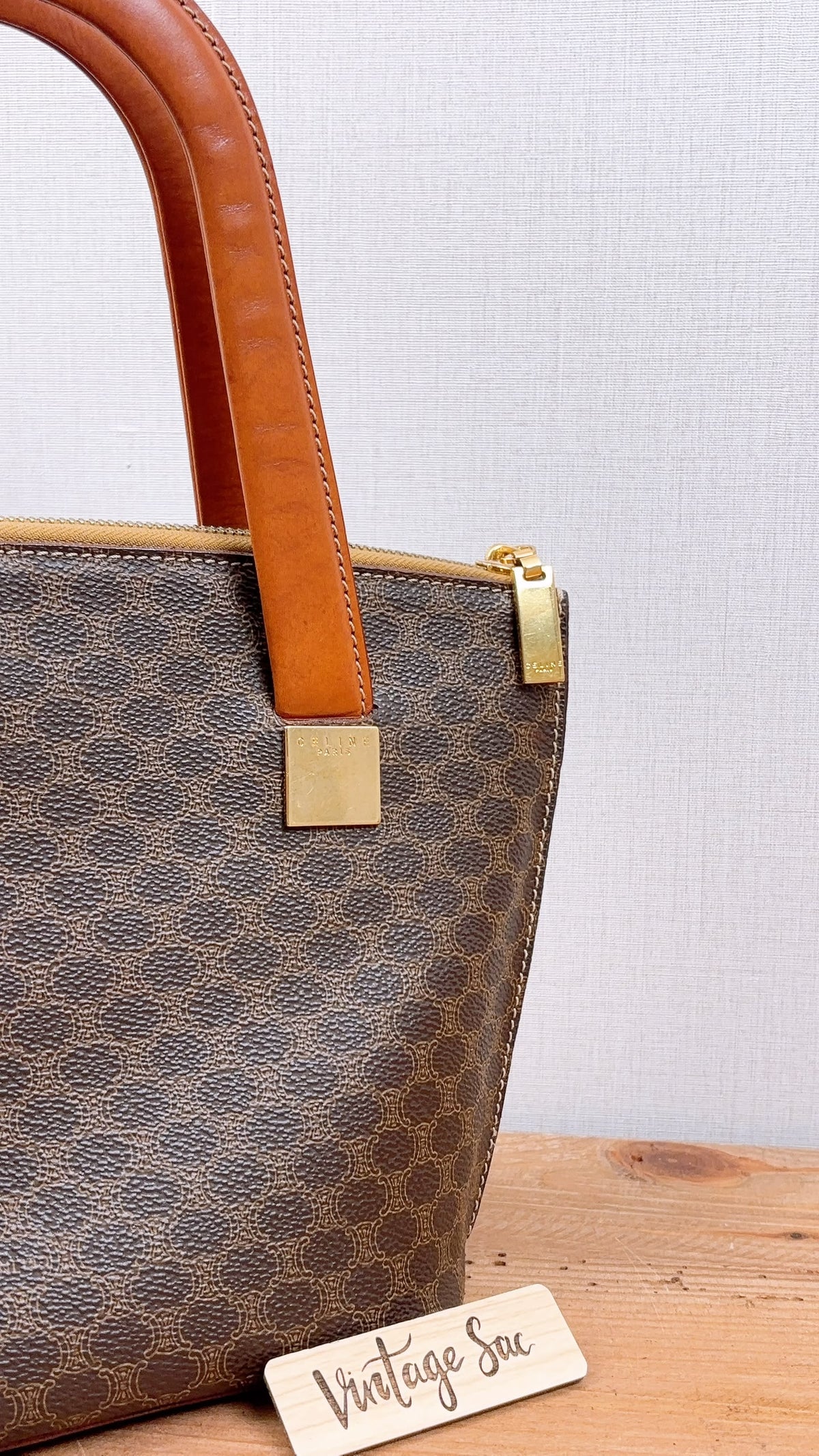 Celine Brown Macadam Handled Bag