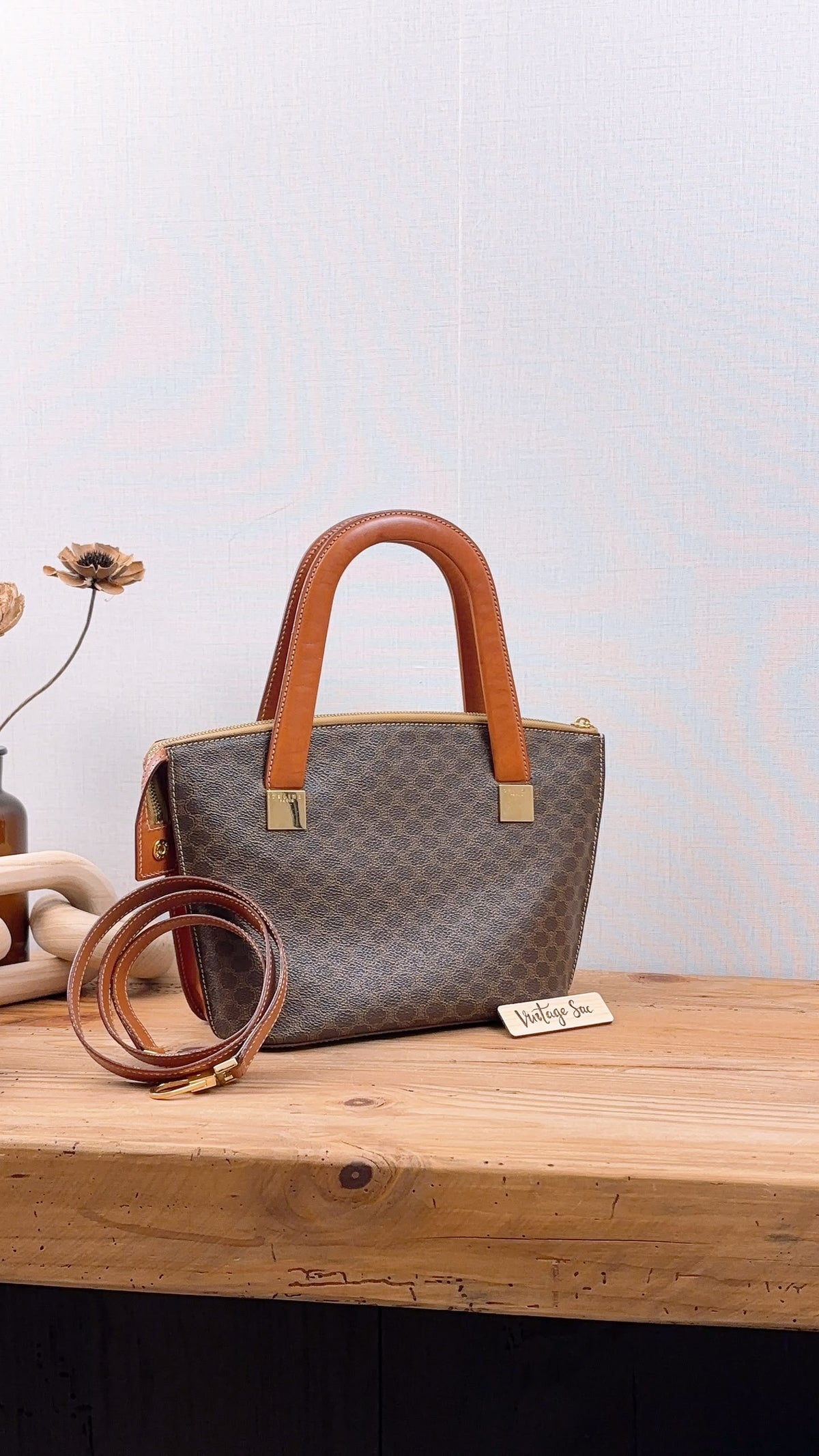 Celine Brown Macadam Handled Bag