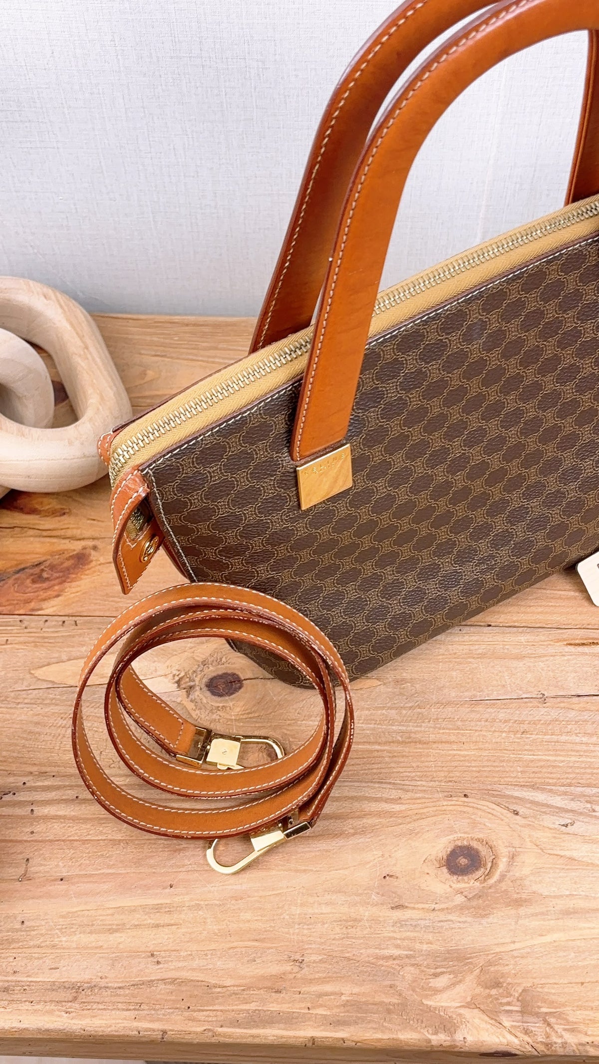Celine Brown Macadam Handled Bag