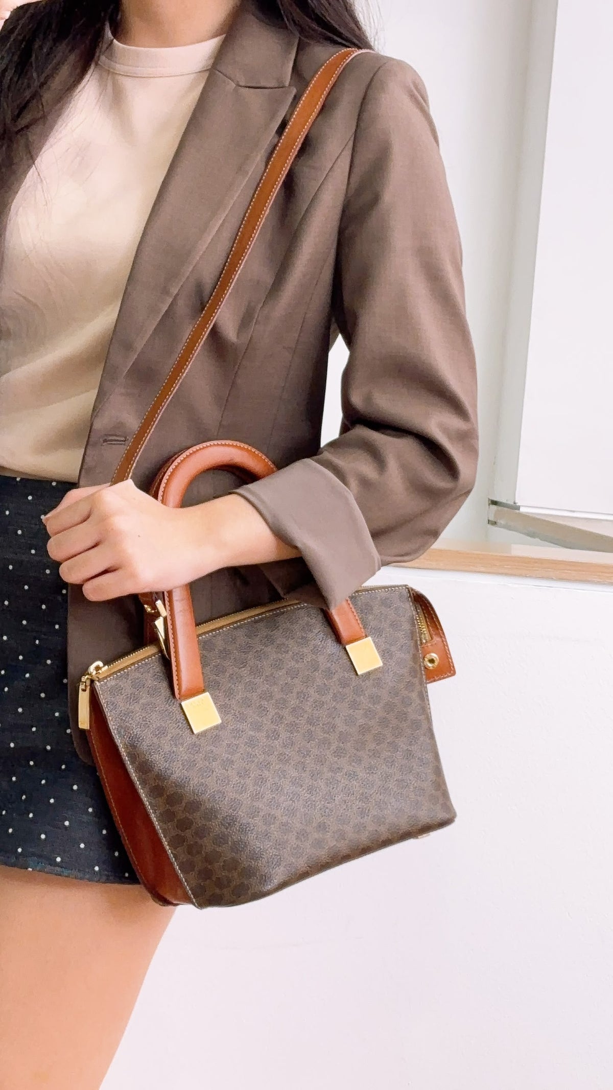 Celine Brown Macadam Handled Bag