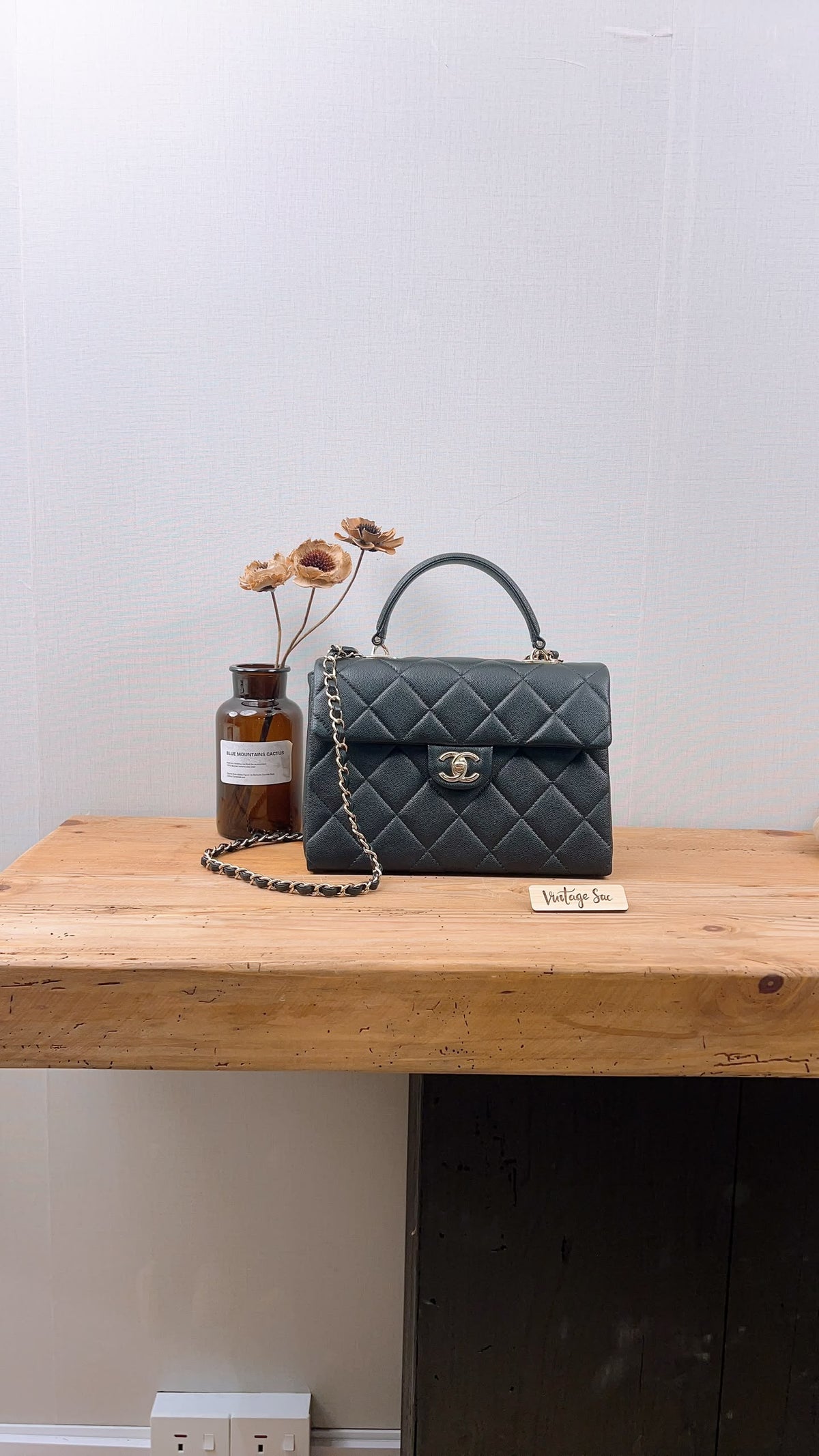 Chanel Black Caviar 24P Retrofit Medium Kelly Bag (LGHW)