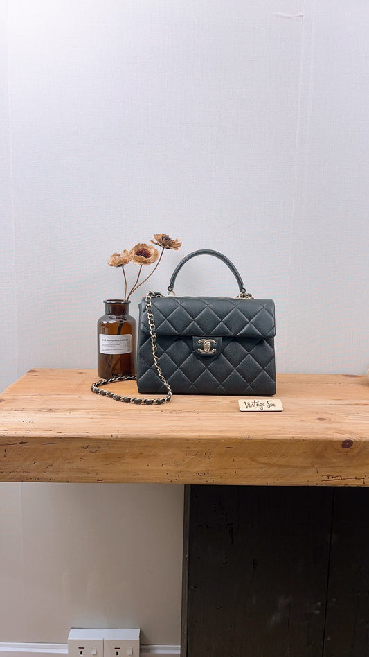 Chanel Black Caviar 24P Retrofit Medium Kelly Bag (LGHW)