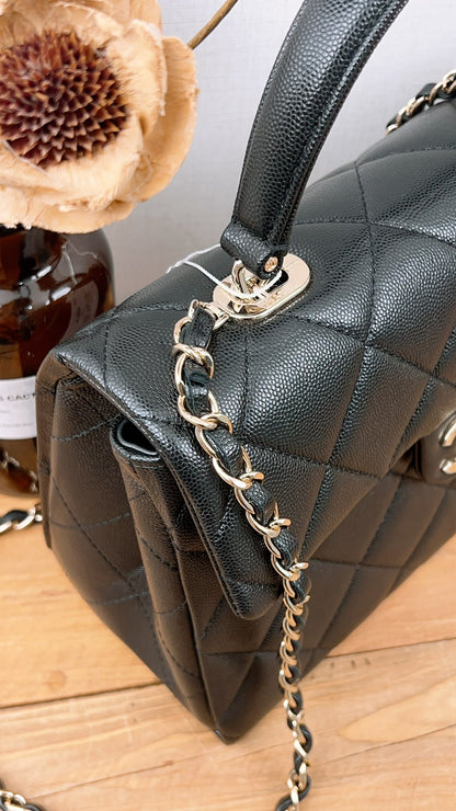 Chanel Black Caviar 24P Retrofit Medium Kelly Bag (LGHW)